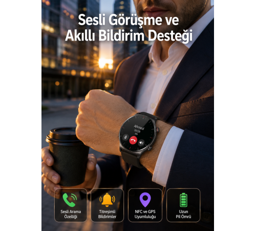 Akıllı Saat Adımsayar Nabız Ölçer Titreşim Özellikli Çağrı Cevaplama Sosyal Medya Yeni Nesil