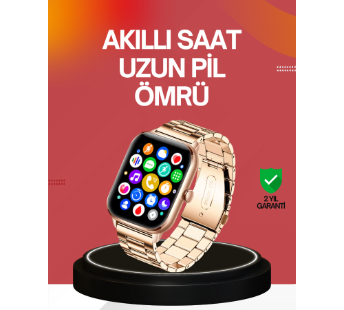 AMOLED Ekranlı Türkçe Menülü Akıllı Saat Bluetooth Görüşmeli
