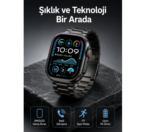 Akıllı Saat 3 Kordonlu Waterproof Adımsayar, Titreşim ve GPS Özelliği