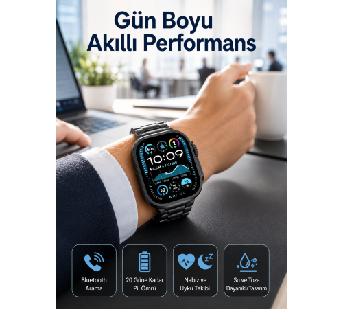 Akıllı Saat Arama Konuşma GPS ve NFC Özelliği 3 Kordonlu Amoled Ekran