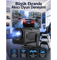 Çift Kollu Game Box Projeksiyon Cihazı Kumandalı Android Tv Dahili Hoparlör