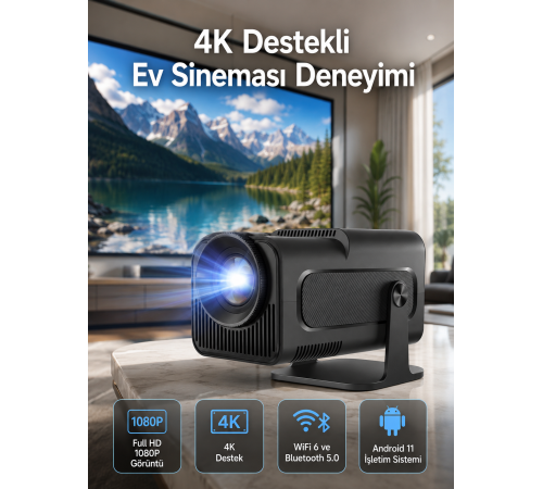 4K Android Smart Wi-fi Çift Kollu Projeksiyon Game Box Kumandalı Taşınabilir Yeni Nesil