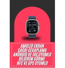 49mm Akıllı Saat Amoled Ekranlı Kadın Erkek Kol Saati Plastik Kordon