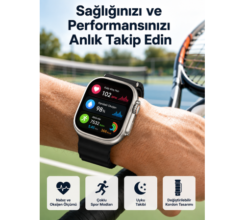 Akıllı Saat Çok Fonksiyonlu Unısex Sosyal Medya Girişli Bluetooth Bağlantılı