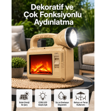 Solar COB Alev Efektli Lamba – Güneş Enerjili, Suya Dayanıklı, Taşınabilir
