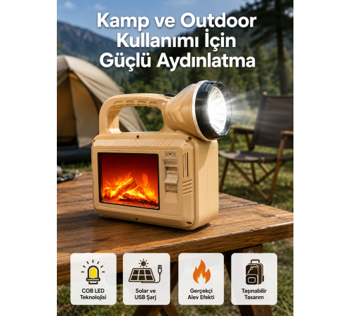 Alev Efektli Güneş Enerjili Lamba – Su Geçirmez