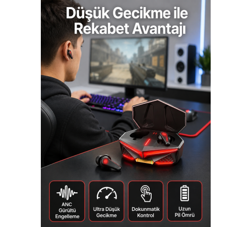 Bluetooth Kulaklık HD Ses Kaliteli Işıklı Metal Kasa Ios Android Uyumlu Mikrofonlu