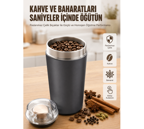 Yeni Nesil Kahve ve Baharat Öğütücü Paslanmaz Çelik Kahve Değirmeni