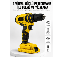 Matkap Seti 24 Parça Çift Bataryalı Darbeli Led Işıklı Vidalama