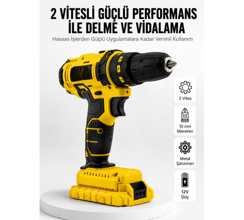 Matkap Seti 24 Parça Çift Bataryalı Darbeli Led Işıklı Vidalama