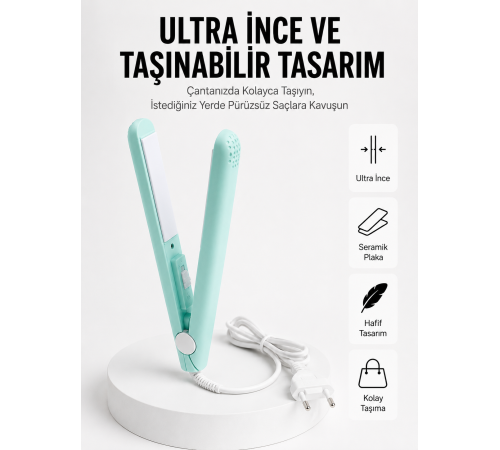 Seyahat Tipi Taşınabilir Saç Düzleştirici Saç Şekillendirici Yüksek Isı Ayarlı