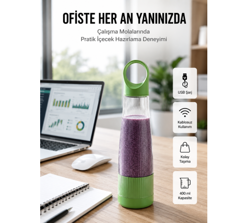 Sağlıklı İçecekler İçin Kompakt USB Şarjlı Blender
