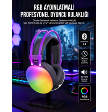 RGB Işıklı Yüksek Ses Kaliteli Kablosuz Kulak Üstü Bluetooth Kulaklık