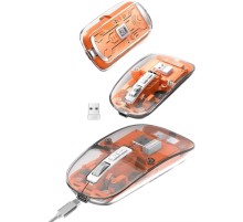 Sessiz Tıklama Çift Modlu Bluetooth Ve Alıcı Şeffaf Mouse Fare