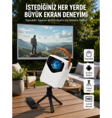 HD Ayaklı Portatif Projeksiyon Cihazı Android İşlemcili Sinema Projektörü