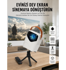 HD Ayaklı Portatif Projeksiyon Cihazı Bluetooth Wifi Akıllı Android İşlemcili