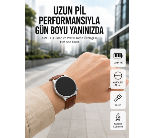 10 Gün Şarj Dayanımı Sunan AMOLED Ekran Akıllı Saat Yeni Nesil