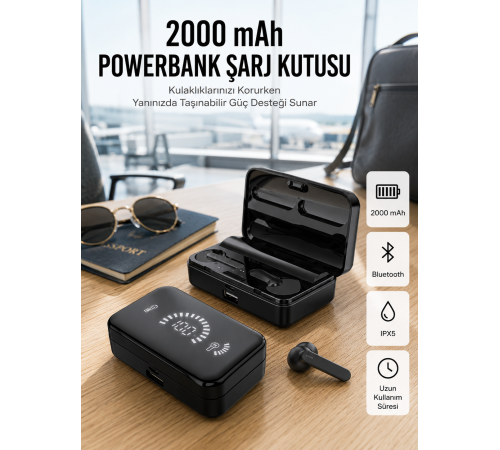 İos Android Uyumlu Bluetooth Kulaklık Kablosuz Kulaklık Yüksek Basslı