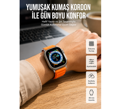 Akıllı Saat Ultra Android & İOS Uyumlu Arama Bildirim Özellikli