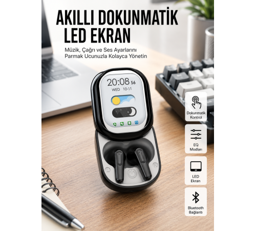 ENC Destekli Bluetooth 5.4 Kulaklık – EQ Ayarlı, Akıllı Kutulu