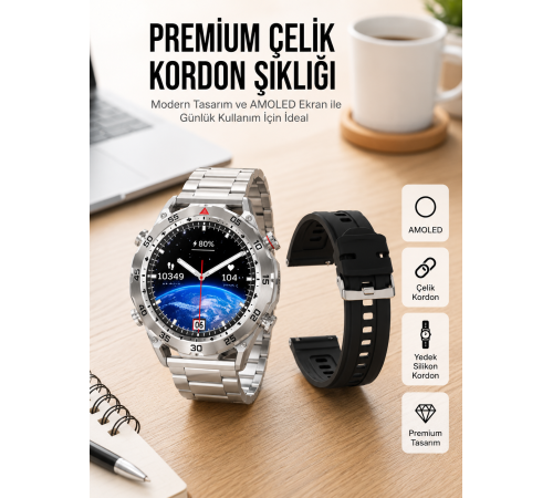 2025 Model Yuvarlak Ekran Android ve İOS Uyumlu GPS Takibi Yapabilen Akıllı Saat Yeni Nesil