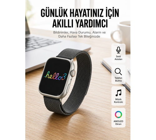 Android ve İOS Uyumlu Uyku ve Sağlık Takibi Yapabilen 3 Kordonlu Akıllı Saat