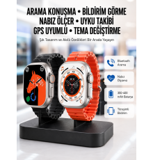 Yeni Model Akıllı Saat Ultra Smart Watch Gümüş Kasa 45mm Titreşim