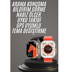 Yeni Model Akıllı Saat Ultra Smart Watch Gümüş Kasa 45mm Titreşim
