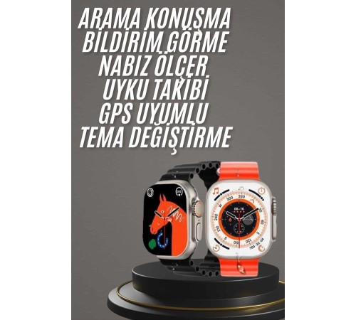 Yeni Model Akıllı Saat Ultra Smart Watch Gümüş Kasa 45mm Titreşim