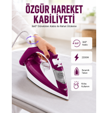 2200W Seramik Kaplama Estetik Tasarımı 360 Derece Dönebilir Kablosu Yeni Nesil