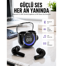 Kablosuz Dijital Göstergeli Powerbanklı IOS ve Android Uyumlu Kulaklık