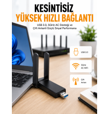 Mbps Wifi Alıcı Kablosuz Wifi Adaptörü Çift Band Çift Antenli Yeni Nesil