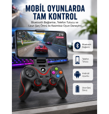 Kablosuz Oyun Kolu Bluetooth Joystick Gamepad Android Uyumlu