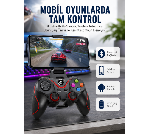 Kablosuz Oyun Kolu Bluetooth Joystick Gamepad Android Uyumlu