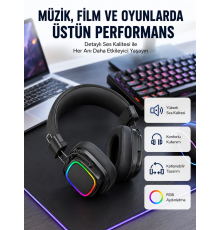 RGB Işıklı Katlanabilir Bluetooth 5.3 Kulak Üstü Kulaklık