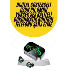 Kablosuz Bluetooth Kulaklık Çift Telefon Destekli Powerbankli Dijital Göstergeli