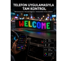 Matrix Led Cama Yapışan Telefon Kontrollü Panel Dijital Ekran Kumandalı