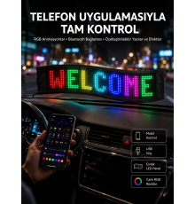 Matrix Led Cama Yapışan Telefon Kontrollü Panel Dijital Ekran Kumandalı