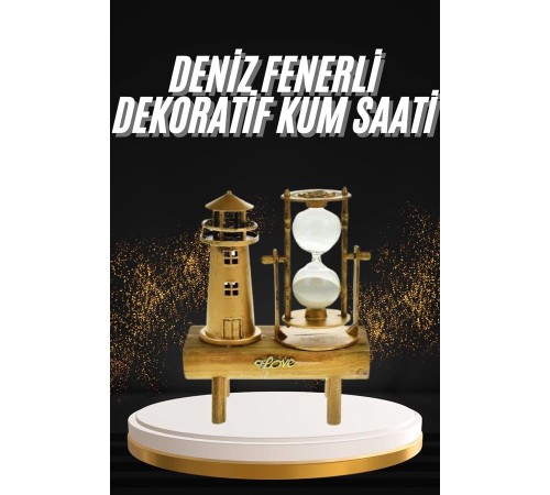 Hediyelik Eşya Retro Deniz Fenerli Kum Saati Ahşap Görünümlü Dekoratif Eşya