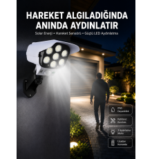 Solar Bahçe Lambası Uzaktan Kumandalı Kamera Görünümlü Hareket Sensörlü
