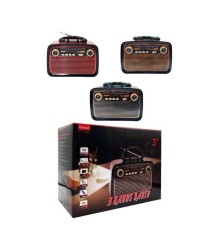 Nostaljik Görünümlü Ahşap Radyo TF SD USB Girişli Led Fener Işıklı