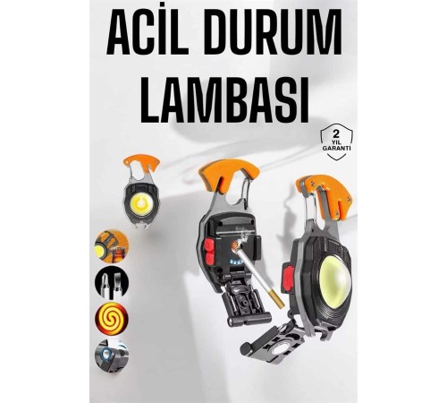 yeni nesil Kamp Feneri Çok Fonksiyonlu Fener Anahtarlık Usb Çakmaklı Cam Kırıcı Kemer Kesici Açacak