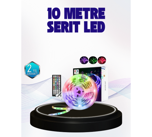 Bluetooth Kontrollü Smart Şerit Led 10M Sese Duyarlı RGB Aydınlatma