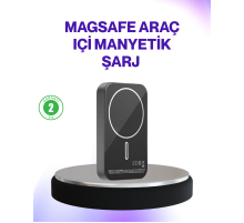 Mıknatıslı MagSafe Uyumlu Araç Tutucu Kablosuz Şarj Destekli