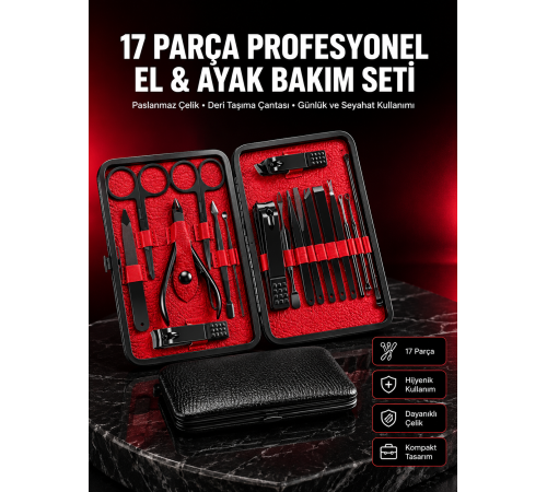 Kompakt ve Şık Tasarımlı 17 Parça Bakım Seti Yeni Nesil