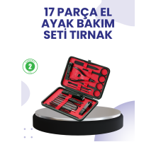 Taşınabilir Deri Kutulu 17 Parça Manikür Seti