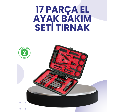 Taşınabilir Deri Kutulu 17 Parça Manikür Seti