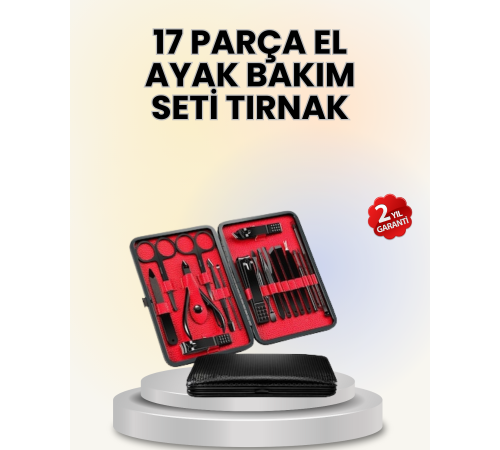 17 Parçalık Deri Kaplamalı Manikür Seti