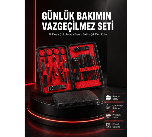 17 Parçalık Profesyonel Manikür Seti – Paslanmaz Çelik Yeni Nesil