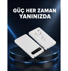 Kamp ve Seyahat İçin 20.000mAh LED Işıklı Hızlı Şarj Powerbank Yeni Nesil